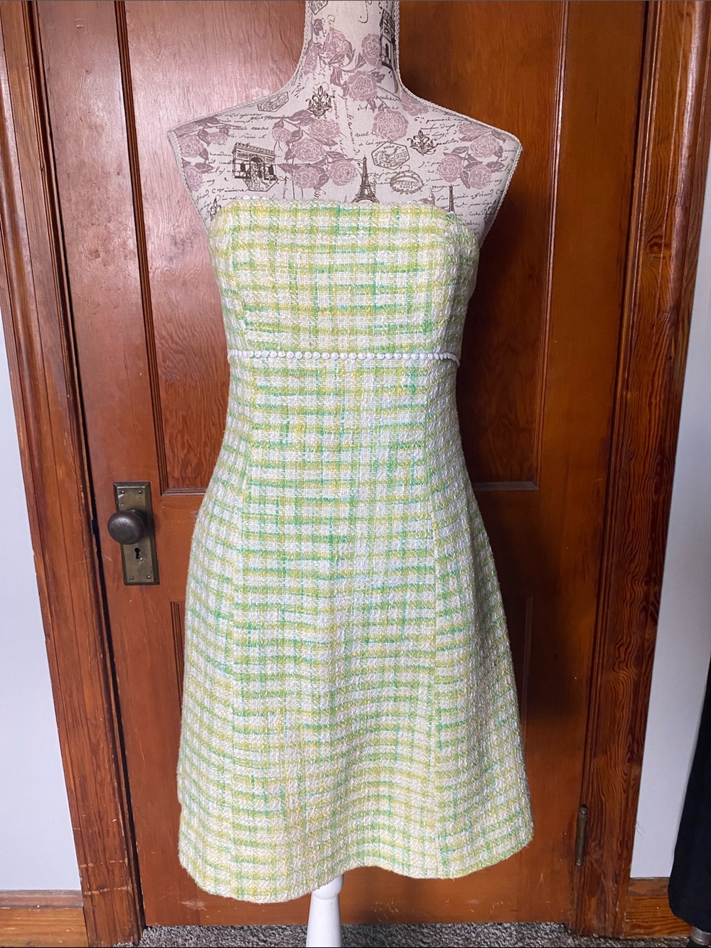 Lilly Pulitzer white label vintage 2006 Strapless Green & White Plaid Dress set